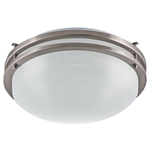 Ceiling Light, 14.75" Dia x 4.75" H, Brushed Nickel w/ Alabaster Glass Diffuser